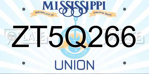ZT5Q266 Mississippi License Plate