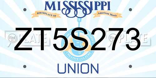 ZT5S273 Mississippi License Plate