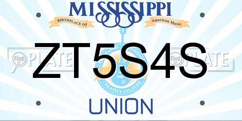 ZT5S4S Mississippi License Plate