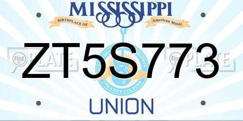 ZT5S773 Mississippi License Plate