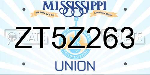 ZT5Z263 Mississippi License Plate
