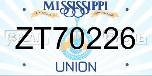 ZT70226 Mississippi License Plate
