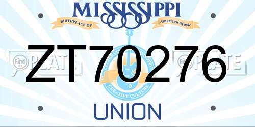 ZT70276 Mississippi License Plate