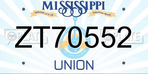 ZT70552 Mississippi License Plate