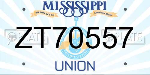 ZT70557 Mississippi License Plate