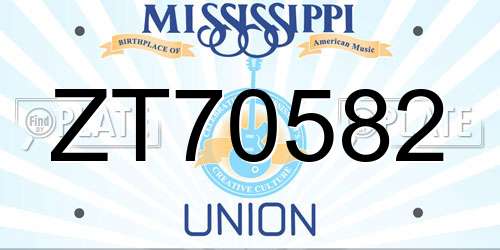 ZT70582 Mississippi License Plate