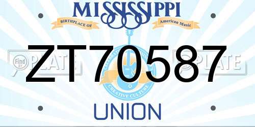 ZT70587 Mississippi License Plate