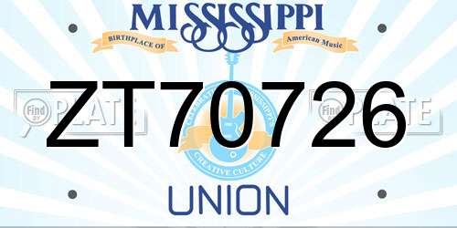 ZT70726 Mississippi License Plate