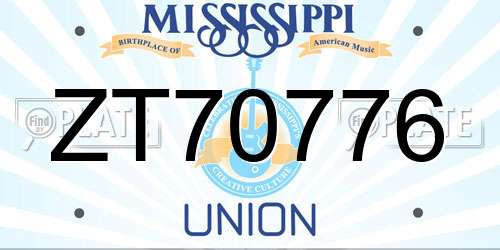ZT70776 Mississippi License Plate