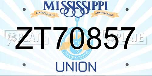 ZT70857 Mississippi License Plate