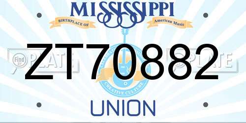 ZT70882 Mississippi License Plate