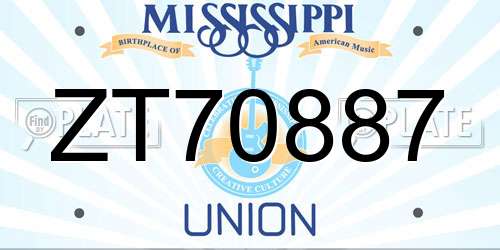 ZT70887 Mississippi License Plate