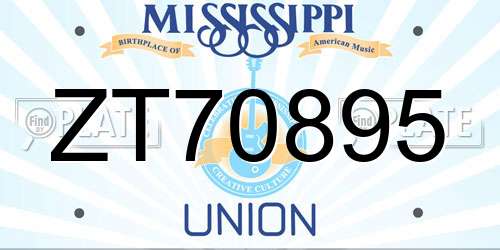 ZT70895 Mississippi License Plate