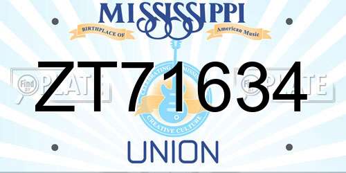 ZT71634 Mississippi License Plate