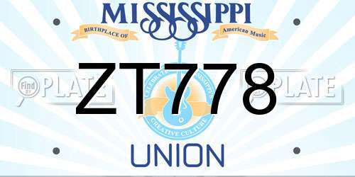 ZT778 Mississippi License Plate