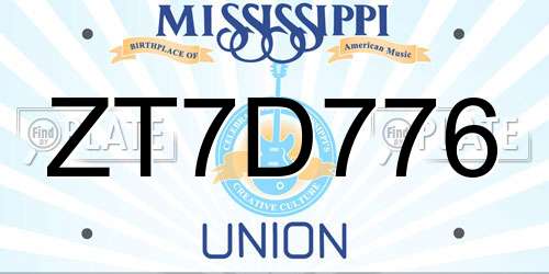 ZT7D776 Mississippi License Plate