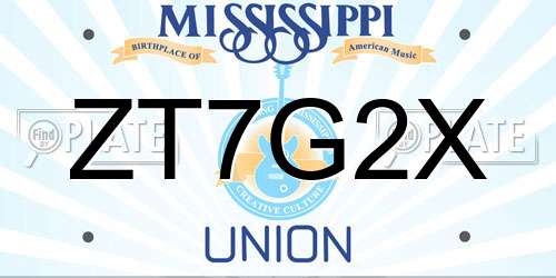 ZT7G2X Mississippi License Plate