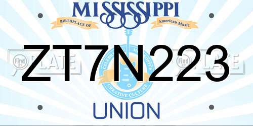 ZT7N223 Mississippi License Plate