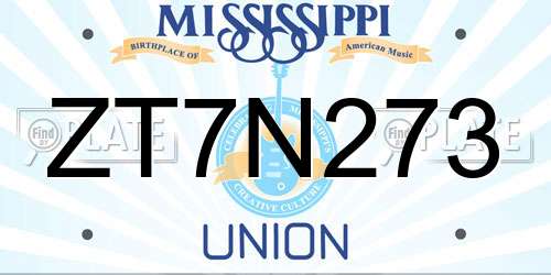 ZT7N273 Mississippi License Plate