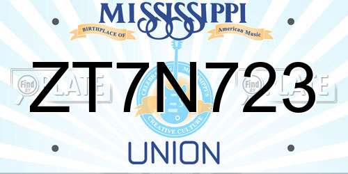 ZT7N723 Mississippi License Plate
