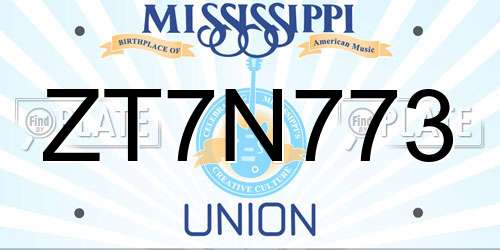 ZT7N773 Mississippi License Plate