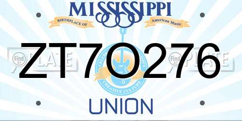 ZT7O276 Mississippi License Plate