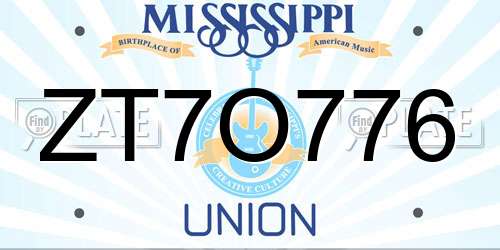 ZT7O776 Mississippi License Plate