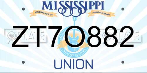 ZT7O882 Mississippi License Plate