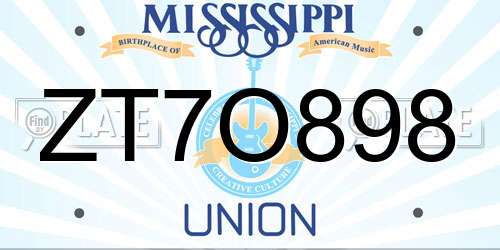 ZT7O898 Mississippi License Plate