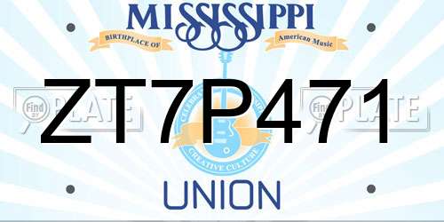 ZT7P471 Mississippi License Plate