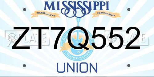 ZT7Q552 Mississippi License Plate