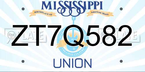 ZT7Q582 Mississippi License Plate