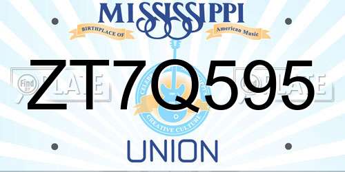 ZT7Q595 Mississippi License Plate
