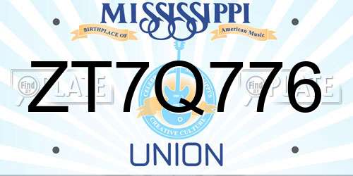 ZT7Q776 Mississippi License Plate