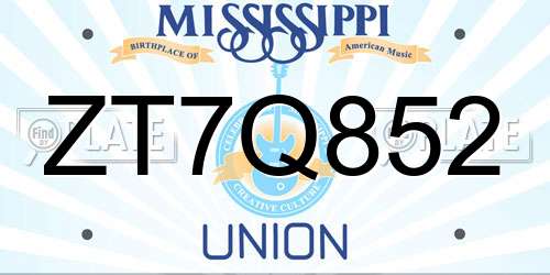 ZT7Q852 Mississippi License Plate