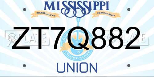 ZT7Q882 Mississippi License Plate