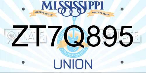 ZT7Q895 Mississippi License Plate