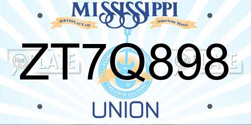 ZT7Q898 Mississippi License Plate