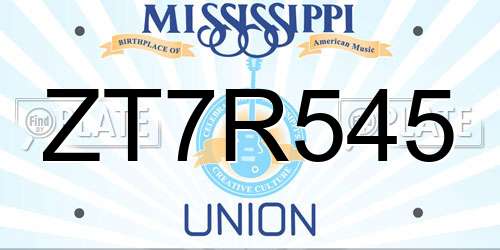 ZT7R545 Mississippi License Plate