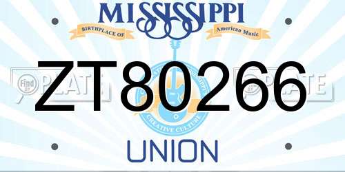 ZT80266 Mississippi License Plate