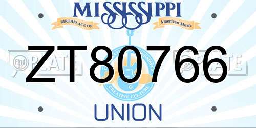 ZT80766 Mississippi License Plate