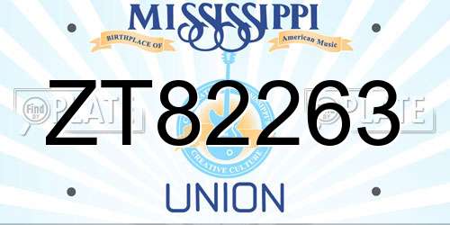 ZT82263 Mississippi License Plate