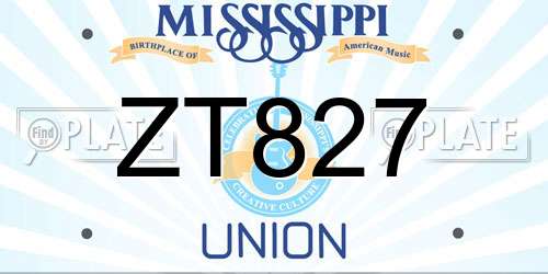 ZT827 Mississippi License Plate