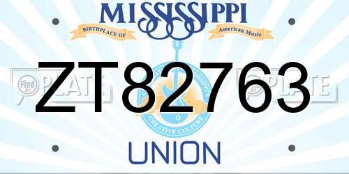 ZT82763 Mississippi License Plate