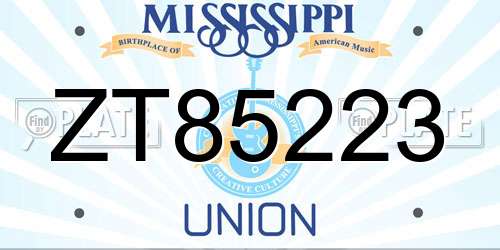ZT85223 Mississippi License Plate