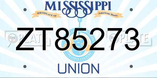 ZT85273 Mississippi License Plate