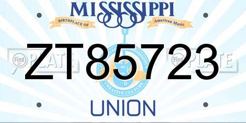 ZT85723 Mississippi License Plate