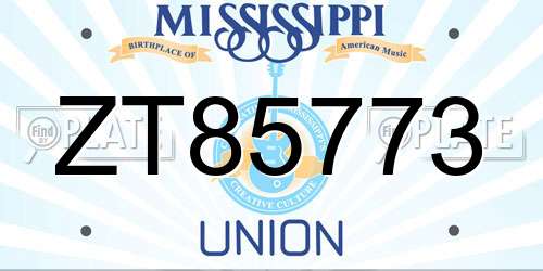 ZT85773 Mississippi License Plate