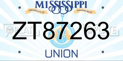 ZT87263 Mississippi License Plate