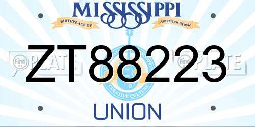 ZT88223 Mississippi License Plate
